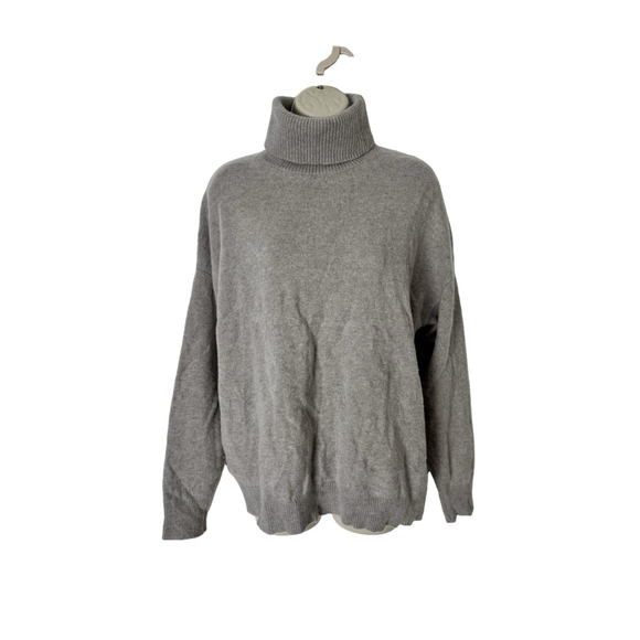 Reiss 100% Merino Wool Randy Turtleneck Sweater Gray Large Luxury Old Money - Picture 1 of 6